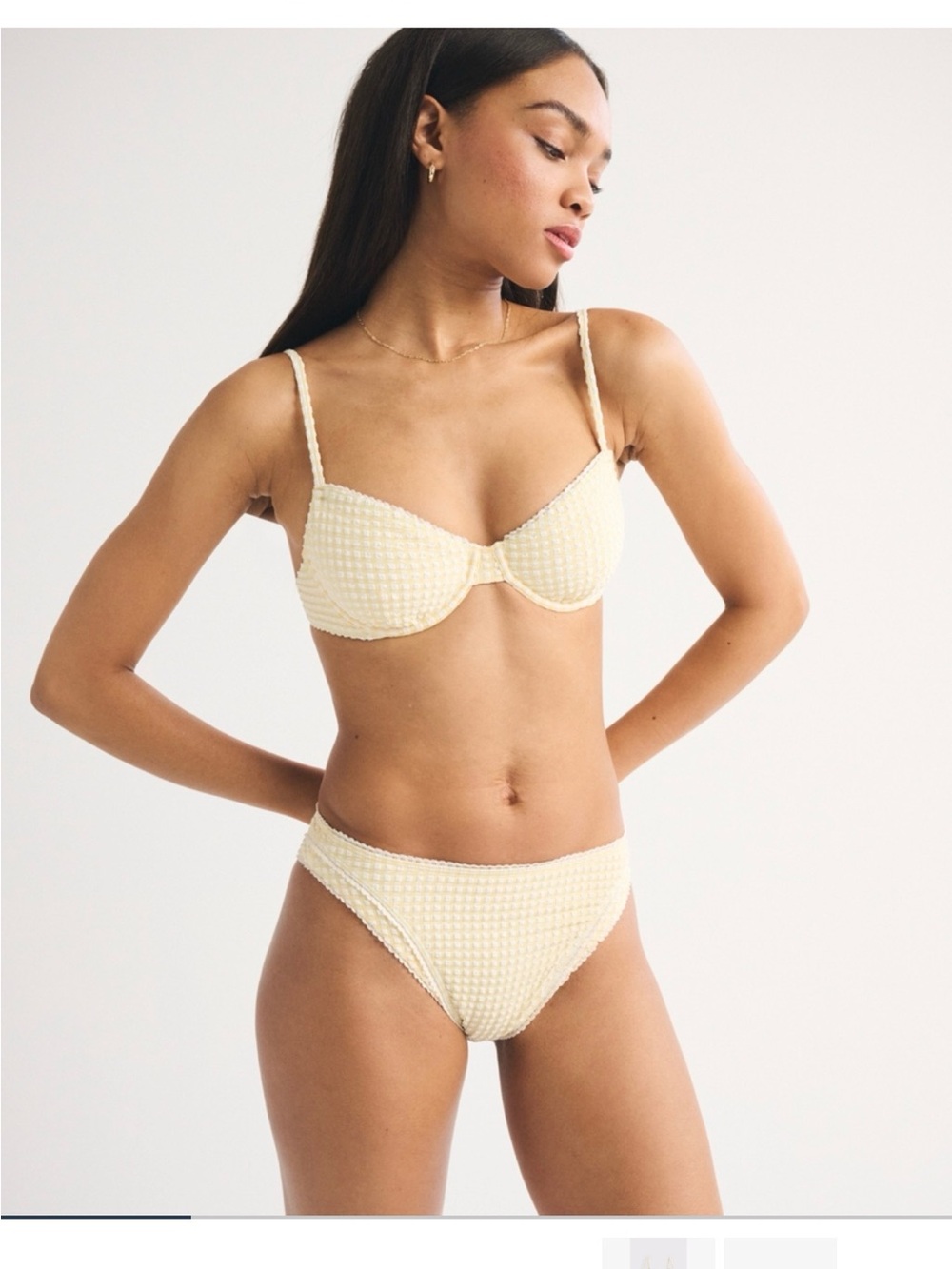 Abercrombie & Fitch Cream and Yellow Waffle-Texture Underwire Bikini